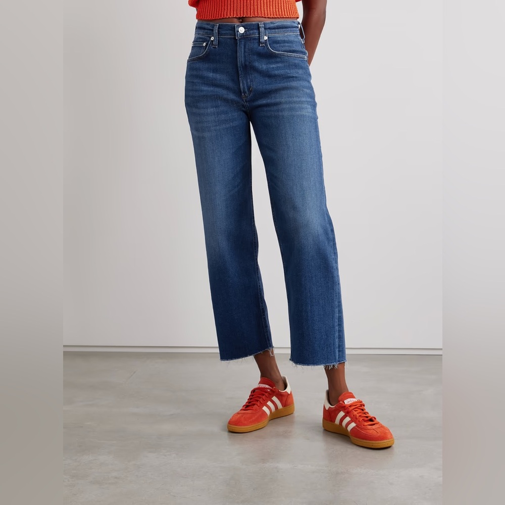 Citizens Of Humanity Blue Cropped Wide-Leg Jeans